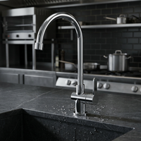 Robinet de cuisine en laiton chromé pour évier, mitigeur monocommande eau froide et chaude, avec cartouche céramique pour comptoir