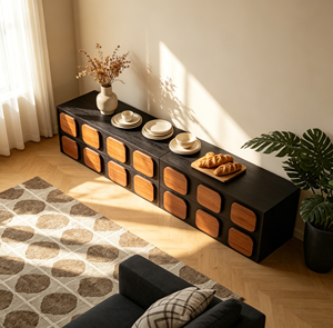 Mueble de Almacenamiento Moderno de Mediados de Siglo con Puertas de Madera para Sala de Estar - Product Image 4