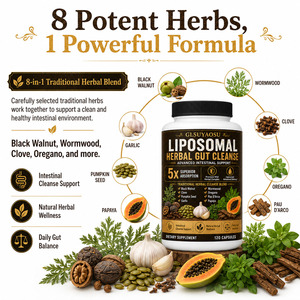 Capsules de nettoyage intestinal liposomales à base de plantes en gros avec noix noires et armoise, 120 pilules, marque privée OEM/ODM - Product Image 2