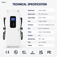 Point de Recharge Rapide DC pour Véhicules Électriques 240KW, 2 Connecteurs, Bande LED, Écran HMI 7 Pouces, GBT CCS2, Carte RFID, Commercial