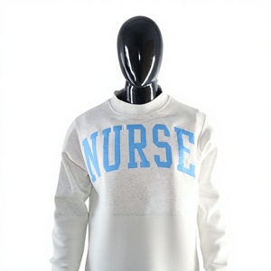 NURSE ASH GREY SKY BLUE Hooded 100% Cotton Winter Men's Vintage Fashion <b>Mock</b> <b>Neck</b> Sweatshirt Women Casual Oversized - Product Image 3