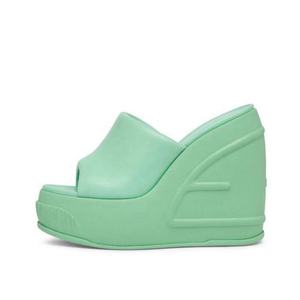 Sandales à talons hauts compensés à semelle épaisse, tongs de couleur unie, chaussures à bout ouvert pour femmes, plateforme rehaussante - Product Image 2