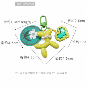 Nuevo Llavero Colgante de Perro de Burbujas con Patrón de Color Sólido de Acrílico de Dibujos Animados, Accesorio Creativo de Bloques de Construcción con Doble Corazón para Auriculares - Product Image 6