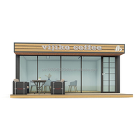 Café mobile moderne en conteneur préfabriqué de 20 pieds, kiosque personnalisable, boutique alimentaire préfabriquée en kit avec façade entièrement vitrée