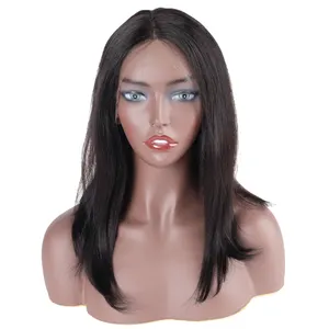Pemasok pabrik grosir ramping pixie kutikula selaras dengan rambut bayi wig rambut manusia gelombang lurus Brasil wig depan renda
