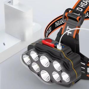 Outdoor 8 Heads Super Bright Strong Light <b>Rechargeable</b> Night Fishing Headlamp Waterproof Usb Charging Head <b>Torch</b> Lights Headlamp - Product Image 5
