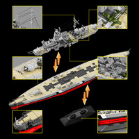 Maquette de porte-avions de la flotte de bataille Bismarck, blocs de construction chinois, jouet éducatif, cadeau pour garçon, ornement