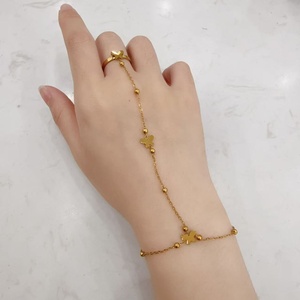 Conjunto de Anillo y Pulsera de Acero Inoxidable con Baño de Oro Titanio Tinora, Estilo Europeo-Americano para Mujer, Superventas - Product Image 5
