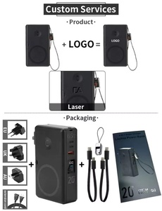 Cargador USB C GaN de 65W, Banco de Energía de 20000mAh, Cargador Inalámbrico Magnético Rápido para <span class=keywords><strong>iPhone</strong></span> 16, iWatch, Laptop, con Enchufe de CA - Product Image 3