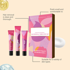 Kit d'épilation du <span class=keywords><strong>visage</strong></span> en trois étapes avec ingrédients chimiques, crème et lotion dépilatoire sans effort pour femmes - Product Image 2