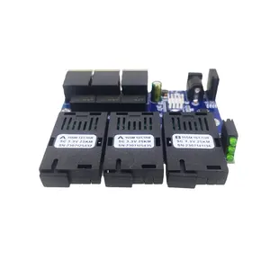 Interruptor POE Reverso Fibra Ethernet 100m Pcba Board Optic Media Converter 20km 3 Fibra 3 Rj45 Suporte Rpoe Único Sc Fiber Switch