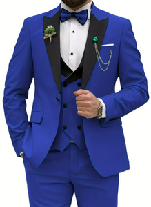 Trajes Azul Rey para <span class=keywords><strong>Hombre</strong></span>, Corte Entallado, 3 Piezas, <span class=keywords><strong>Traje</strong></span> de <span class=keywords><strong>Hombre</strong></span> para <span class=keywords><strong>Boda</strong></span>, Fiesta de Graduación, Negocios - Product Image 1