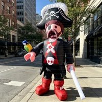 Mascotte gonflable géante personnalisée de 3 m, capitaine pirate de dessin animé avec perroquet, pour événements publicitaires de parcs à thème d'Halloween