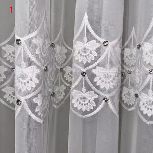 Tissu de luxe en gros blanc américain beau design brodé de fleurs en dentelle voilage pour le salon - Product Image 3