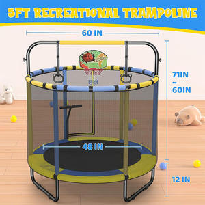 Zoshine מיני ילדים בחוץ טרמפולינה הסיטונאית לקפוץ טרמפולינה חופשית עם רשת בטיחות וכדורסל כדורסל - Product Image 4