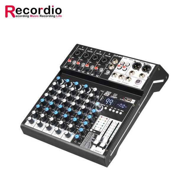 Recordio Bluetooth Small 6-channel Mixing Console Professional Stage Reverberation Usb Mixer Bluetooth Photography Accessories