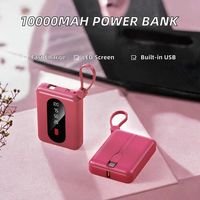 Nouvelle batterie externe portable 10000mAh avec écran LED, charge rapide 10W, entrée USB, sortie Type-C, câbles intégrés pour téléphones