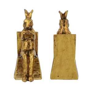 Sujetalibros con forma de conejo sentado, acabado en oro antiguo, 3.9x2.8x6.9 pulgadas, juego de 2 - Product Image 3