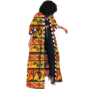 Stile <span class=keywords><strong>etnico</strong></span> africano da <span class=keywords><strong>donna</strong></span> stampato Patchwork Maxi lungo lungo Dashiki Cardigan giacca da <span class=keywords><strong>donna</strong></span> - Product Image 4