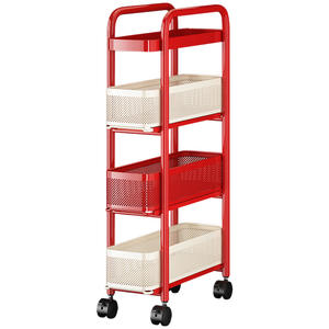 Étagère de rangement rectangulaire en métal pour espaces étroits, multi-niveaux, coulissante latérale pour réfrigérateur, ultra-étroite, pour outils de salle de bain - Product Image 5