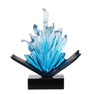 Résine décorative abstraite personnalisée, Sculpture en résine, Art clair, moulage de glace, Sculpture de verre, Art, 50 cm