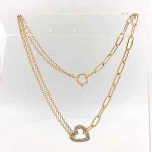 Encantadora joyería de moda chapado en oro corazón diamante colgante collar para mujer producto a granel - Product Image 2