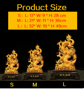 ดราก้อนบอล Z ตรุษจีนดั้งเดิมฮวงจุ้ยเรซินตกแต่งบ้านประติมากรรมทองงานฝีมือนำโชคตกแต่งมังกร - Product Image 2
