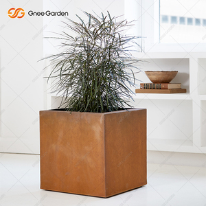 Jardinera Cuadrada de Acero Corten Resistente de 24 Pulgadas, Maceta Rústica para Exteriores para Decoración del Hogar y Jardín - Product Image 6