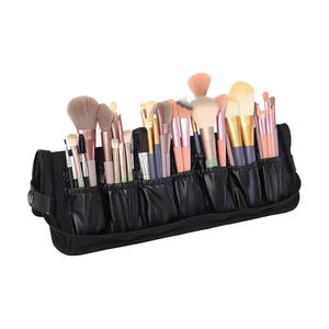 Qihui <b>Professional</b> <b>Makeup</b> <b>Bag</b> Black Large Capacity Foldable Portable Brush Storage Case With Zipper Closure - Product Image 4