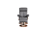 Fauteuil inclinable en tissu de microfibre Chamois Base en bois Fauteuil inclinable Tv pivotant manuel avec pouf