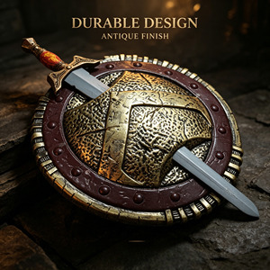 Espada y escudo redondo de espuma de poliuretano Spartan al por mayor, conjunto de accesorios de disfraz de guerrero griego medieval para Halloween - Product Image 3