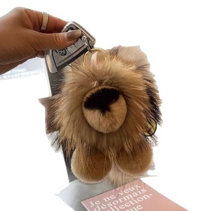 Adorable porte-clés en fourrure de lapin Rex avec pompon lion, mignonne peluche petit lion <span class=keywords><strong>Simba</strong></span>, porte-clés de voiture, pendentif de sac moelleux décoratif - Product Image 5