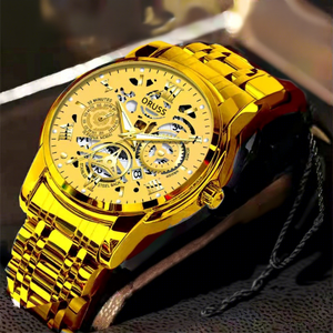 Montre pour homme de haute qualité, élégante, étanche, avec lumière nocturne, incrustation de diamants ajourés, fonction calendrier, mouvement pour homme. - Product Image 3