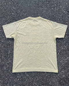 T-shirt en coton léger vintage couleur crème pour homme, effet usé avec trous, t-shirt oversize en coton pour homme - Product Image 2