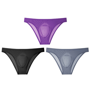 Sous-vêtements pour <span class=keywords><strong>homme</strong></span> en soie glacée 100% nylon ultra-fin, triangle taille basse, <span class=keywords><strong>sexy</strong></span>, sans couture, tricoté, uni, semi-transparent, lavage à la main - Product Image 6