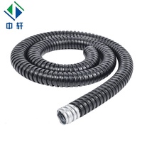 Gaine électrique flexible ondulée en acier de haute qualité, revêtue de PVC noir et gris, résistante aux flammes et aux UV