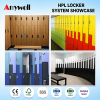Armoire de vestiaire en HPL finition mate avec serrure robuste, étanche et résistante au feu, pour hôtel, hôpital, piscine, vestiaires