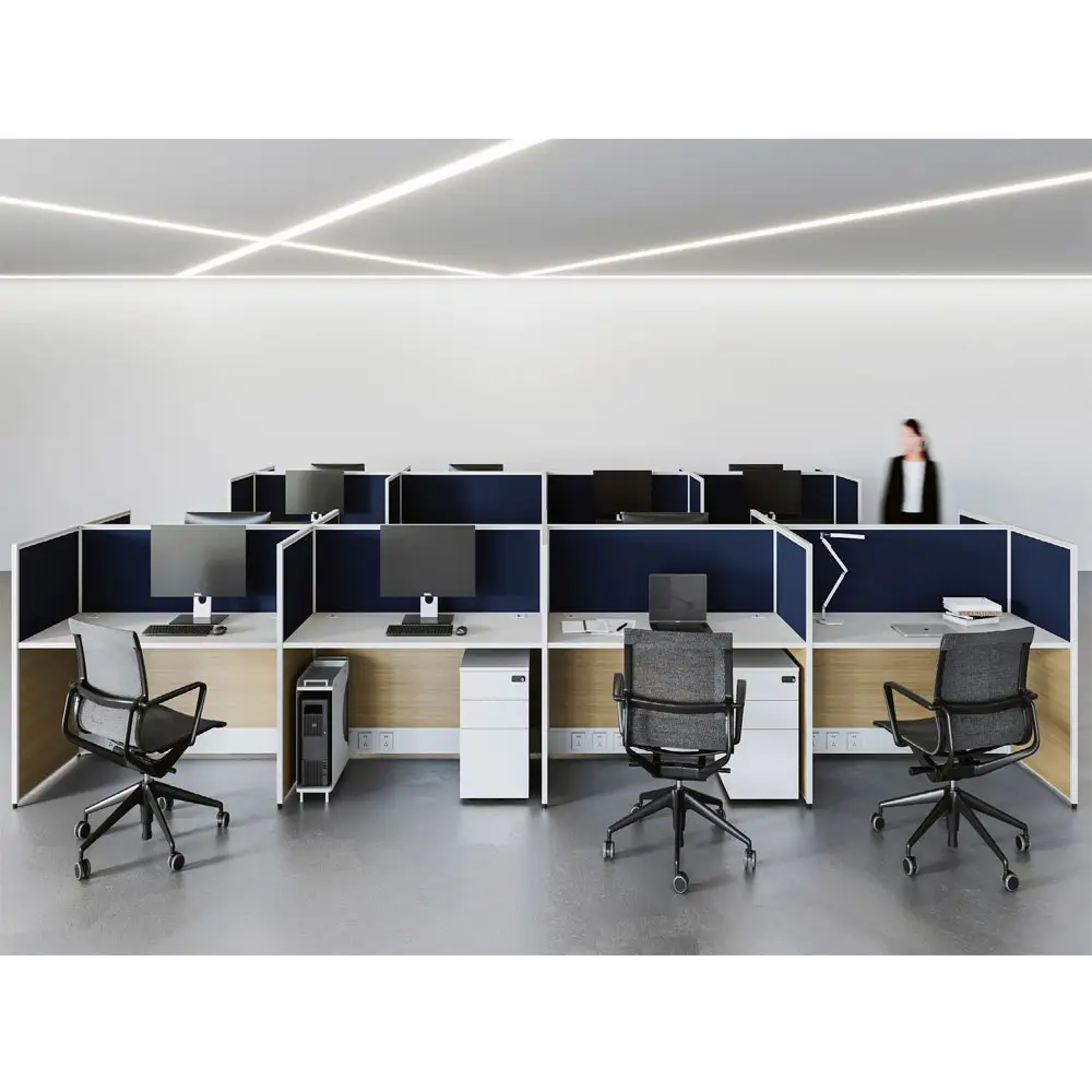 New Arrival Modern Design Panel Computer Desk Office Furniture Wooden Cubicle OLI 8 Person Workstations