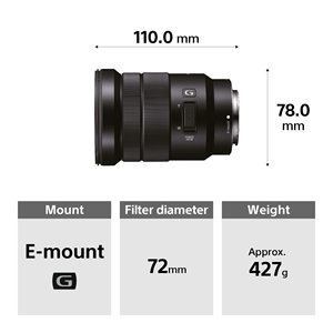 Objectif téléobjectif Sony SELP18105G E 18-105mm F4 OSS noir avec mode AF pour appareils photo Sony PZ 18-105mm F4 G OSS - Product Image 4
