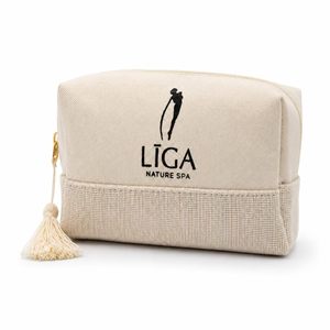 Bolsa de Cosméticos de Lino y Algodón con Logotipo Personalizado, Bolsa de Aseo de Tela Natural para Viaje con Borla y Cremallera, Proveedor Mayorista OEM ODM - Product Image 6