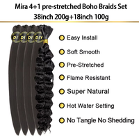 Extensions de cheveux synthétiques pré-étirées de 38 pouces pour tresses au crochet style bohème, cheveux bouclés en vrac teints Deep Wave, marque Mira, pour DIY