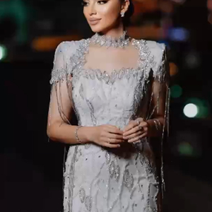 Vestido <span class=keywords><strong>de</strong></span> <span class=keywords><strong>fiesta</strong></span> Aso Ebi con mangas <span class=keywords><strong>de</strong></span> capa y borlas <span class=keywords><strong>de</strong></span> cuentas para mujer, <span class=keywords><strong>vestidos</strong></span> <span class=keywords><strong>de</strong></span> noche para bodas, Robe <span class=keywords><strong>De</strong></span> Soiree - Product Image 2