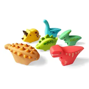 6件套无孔漂浮恐龙婴儿沐浴玩具软孔无孔教育浴缸和浴室游戏时间