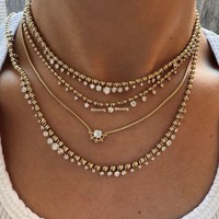 Collier Pendentif Vintage Européen-Américain en Cuivre avec Chaîne Bambou et Zircon, Motif Étoile Explosive et Serpent en Y, Style Robuste