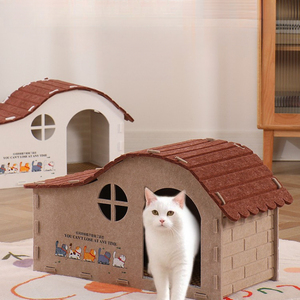Cave pour chat en feutre polyester de qualité supérieure – Lit pour chat pliable et résistant aux griffures pour chatons et chats de grande taille - Product Image 1