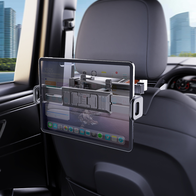 Car Headrest Tablet Holder 2-in-1 Functional 2 Phone Holders Clamp Car Phone Holders for Headrest