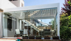 Livraison bon marché Pergola bioclimatique personnalisée Couverture de patio motorisée en aluminium Pergola motorisée au design moderne <span class=keywords><strong>avec</strong></span> toit à persiennes - Product Image 5