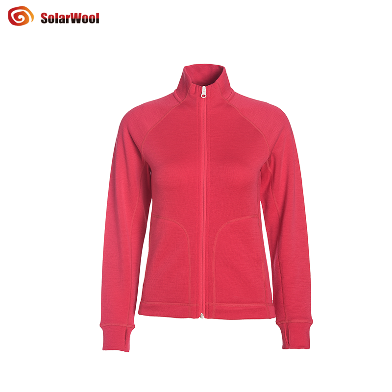 Solarwool Custom Full Zip Sweater Sportswear Merino Wool Cycling Jacket Coat For Women
