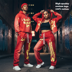 <strong>Customized</strong> Logo Men's Sets Embroidery Tracksuits for Men Joggers <strong>Suits</strong> 100% Cotton Two Piece Sets Sun Faded Mens Sweatpants Sets - Product Image 1