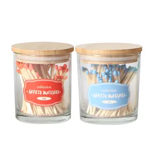 2024 Hot Sale Wholesale Glass Match Bottle for Black Matchsticks Wood Matches Glass Jar in Bulk
